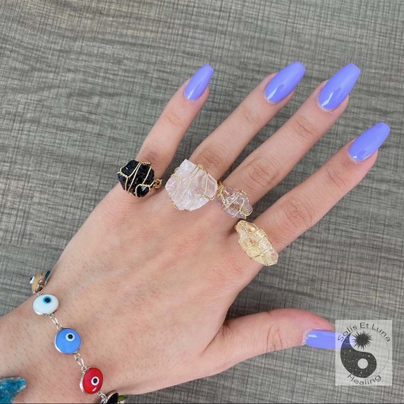 18K Gold Plated Obsidian Adjustable Ring - Picture 4 of 4